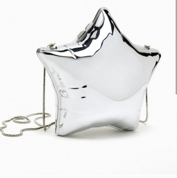 Zara Silver Star Box Clutch/CrossbodyBox clutch shaped like a star balloon - Picture 11 of 12